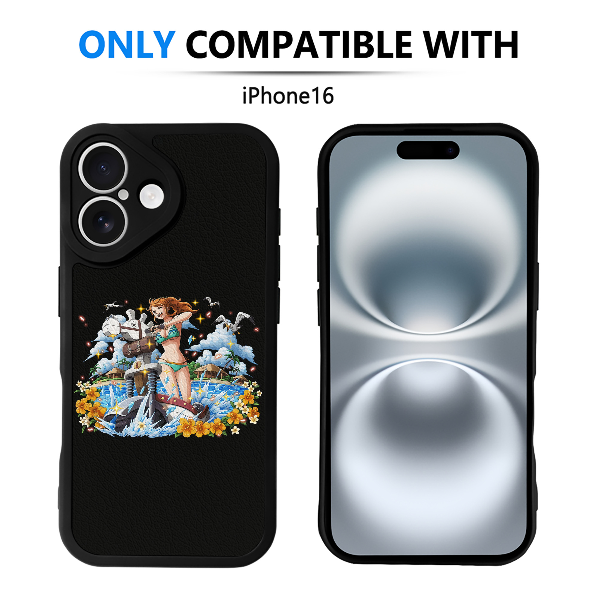 （画像用） ワンピース ナミ ONE PIECE Nami 【iPhone 16シリーズ対応】シリコンスマホケース（レザー調） 材質：シリコン